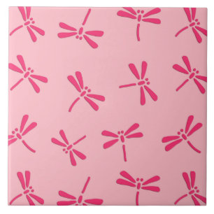 Carreau Motif japonais de libellules, Coral clair rose