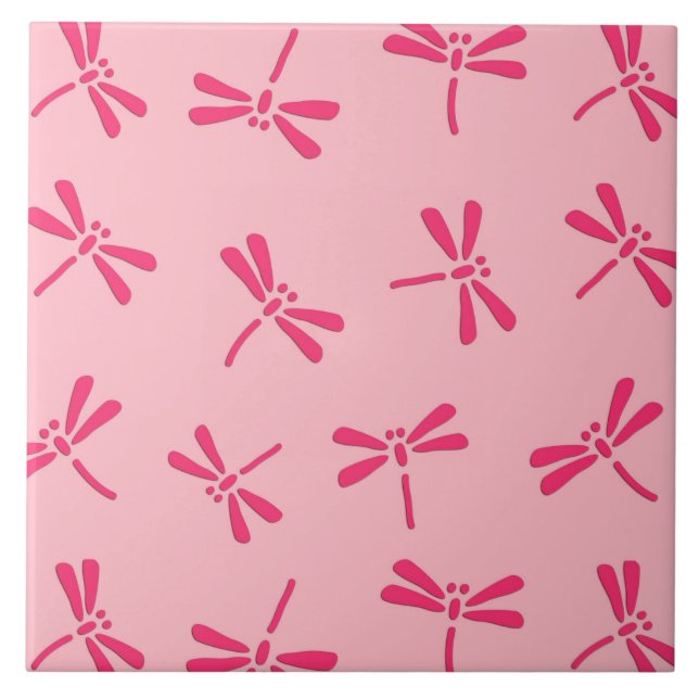 Carreau Motif japonais de libellules, Coral clair rose (Devant)