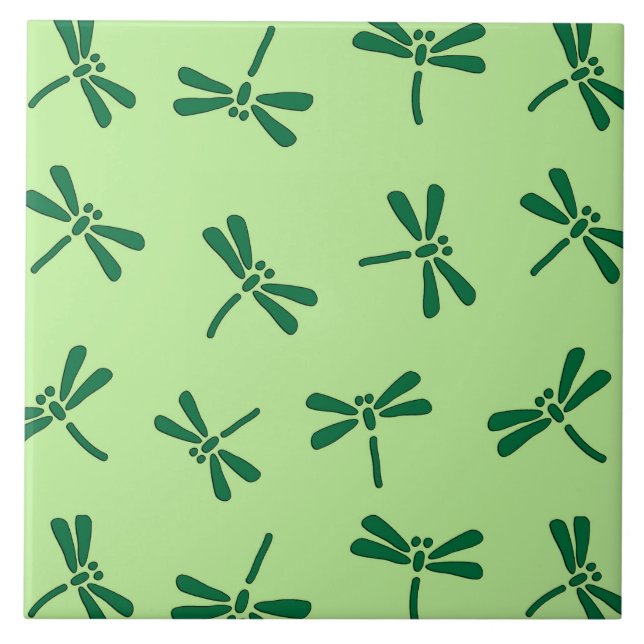 Carreau Motif japonais de libellules, Jade vert clair (Devant)