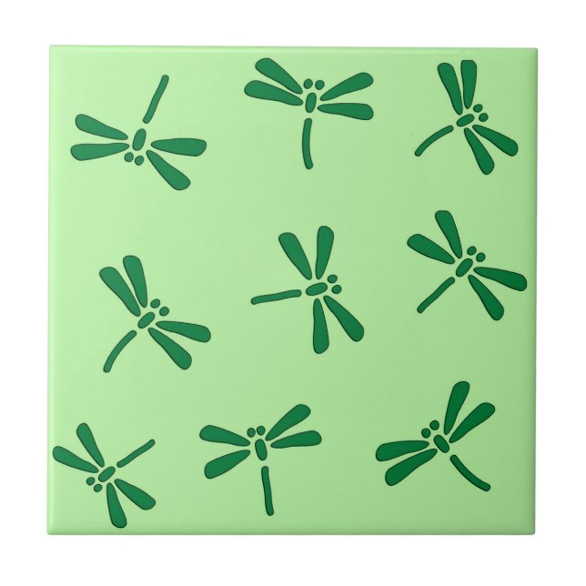 Carreau Motif japonais de libellules, Jade vert clair (Devant)