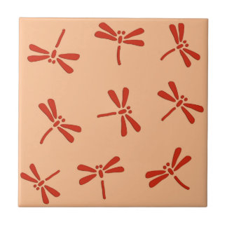 Carreau Motif japonais de libellules, Mandarin Orange