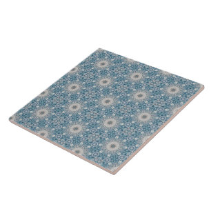 Carreau Motif Kaleidoscope bleu blanc gris