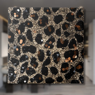 Carreau Motif Léopard Brun Noir Or Paillettes Luxe