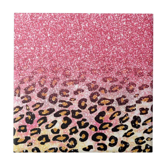 Carreau Motif léopard de Parties scintillant rose Glam (Devant)