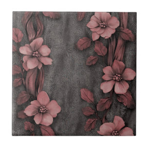 Carreau Motif Lin Floral Rosé Rustique (8)