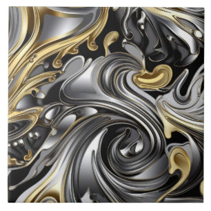 Carreau Motif liquide métallique