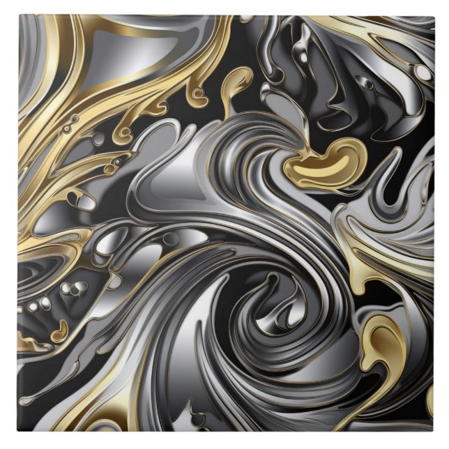 Carreau Motif liquide métallique (Devant)