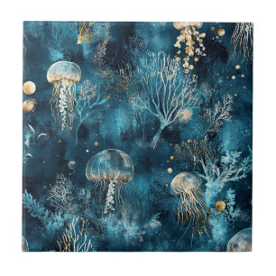 Carreau Motif Lux Ocean Méduse & Corail Or
