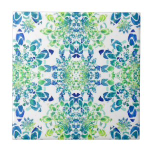 Carreau Motif Mandala Abstrait vert et bleu