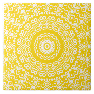 Carreau Motif Mandala Jaune Doré