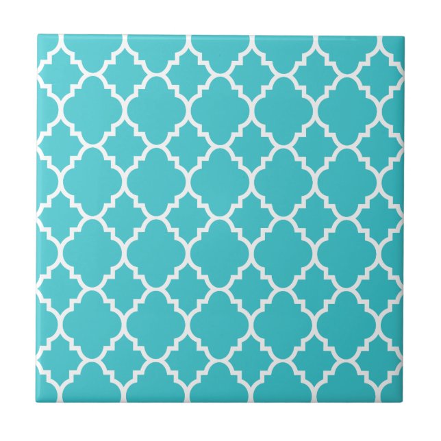Carreau Motif marocain bleu de Quatrefoil d'Aqua de (Devant)