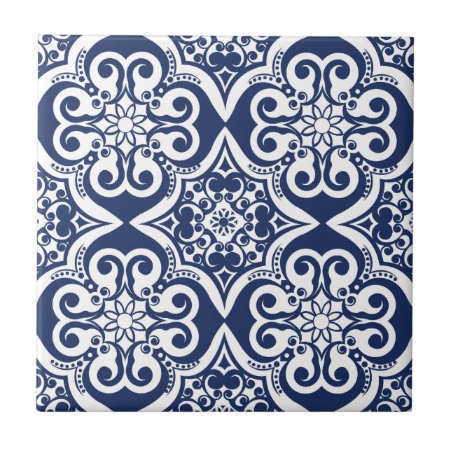 Carreau Motif marocain bleu et blanc (Devant)