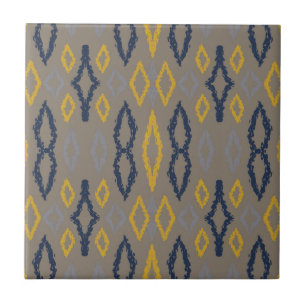 Carreau Motif marocain Ikat Blue Yellow Grey