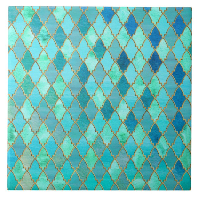 Carreau Motif marocain oriental de tuile d'or en bon état (Devant)