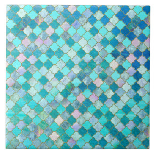 Carreau Motif marocain oriental de tuile d'or turquoise