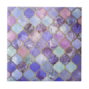 Carreau Motif marocain pourpre et bleu-clair de tuile