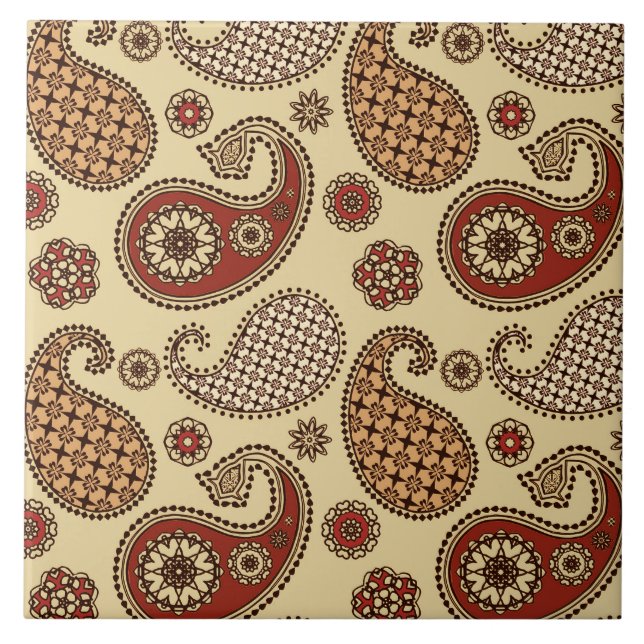 Carreau Motif, marron, tan et beige (Devant)