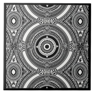 Carreau Motif Médaillon N&B