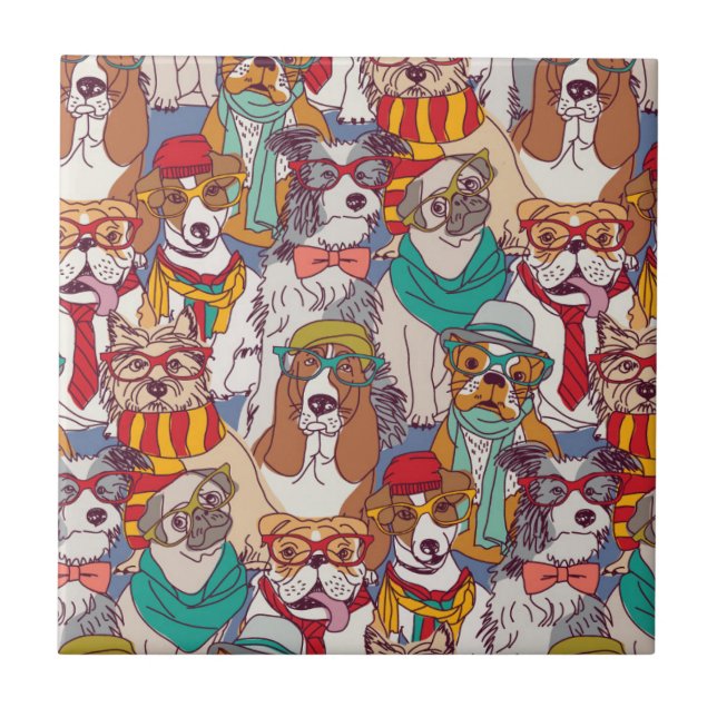 Carreau Motif mignon de mode de chiot (Devant)