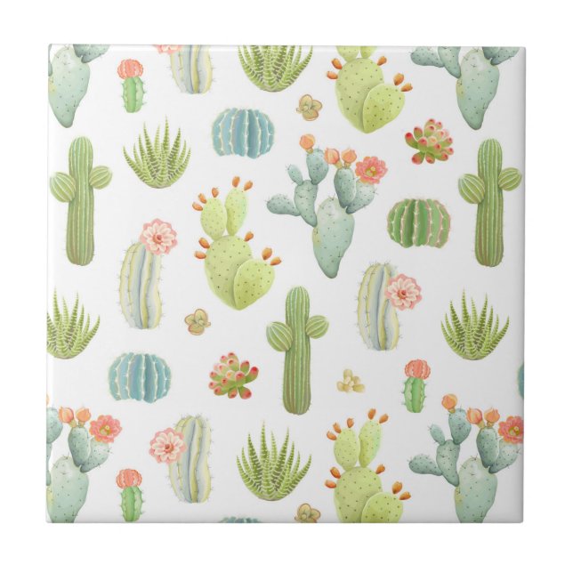 Carreau Motif mignon de position de cactus (Devant)