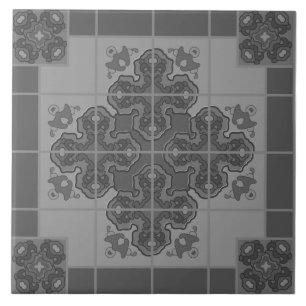 Carreau Motif moderne Boho noir et blanc Rhombus
