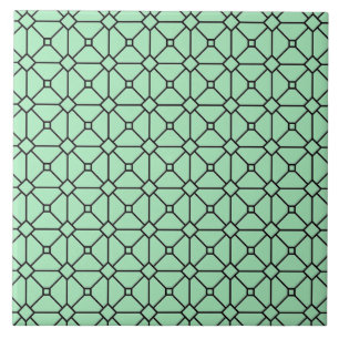 Carreau Motif moderne Boho noir et vert Rhombus