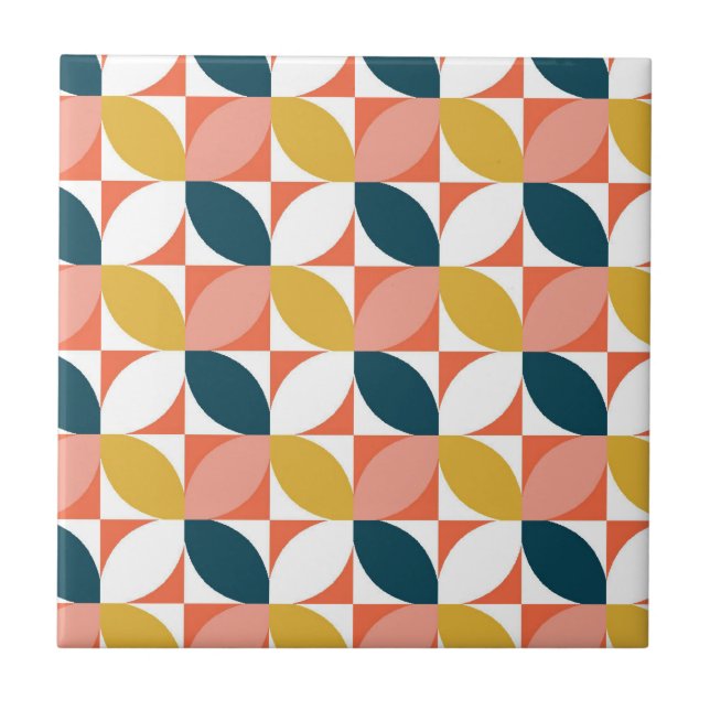 Carreau Motif moderne de feuille de la moitié du siècle (Devant)