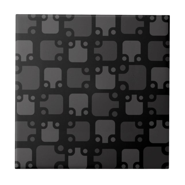 Carreau Motif moderne du milieu du siècle Noir (Devant)
