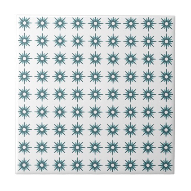 Carreau Motif moderne du milieu du siècle petit Turquoise  (Devant)