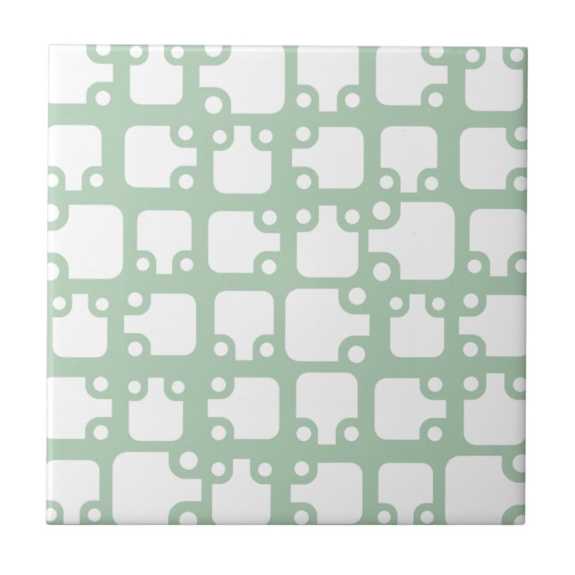 Carreau Motif moderne du milieu du siècle Sage Green 2 (Devant)