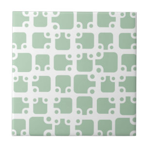 Carreau Motif moderne du milieu du siècle Sage vert