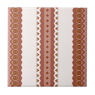 Carreau Motif Moderne en Terre Cuite Marron Géométrique