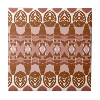 Carreau Motif Moderne en Terre Cuite Marron Géométrique