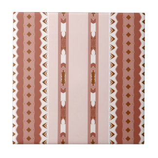Carreau Motif Moderne en Terre Cuite Marron Géométrique