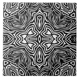 Carreau Motif moderne géométrique abstrait noir et blanc