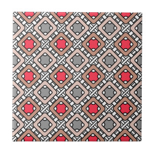 Carreau motif moderne géométrique art déco gris rouge, bei
