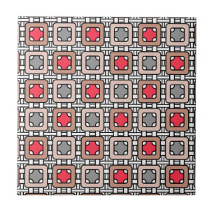 Carreau motif moderne géométrique art déco gris rouge, bei
