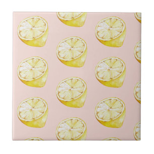 Carreau Motif moderne Pastel rose et citron jaune