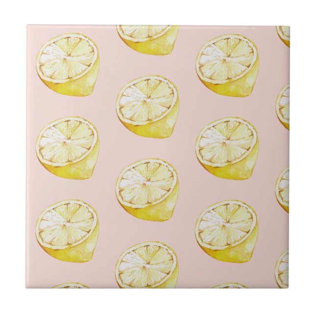 Carreau Motif moderne Pastel rose et citron jaune (Devant)
