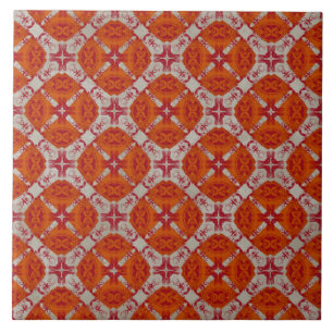 Carreau Motif moderne rouge, orange et blanc du milieu du 