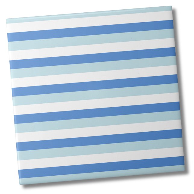 Carreau Motif moderne tendance Bleu Bleu Bleu  (Simple Modern Bold Teal Blue Stripe Pattern Ceramic Tile)