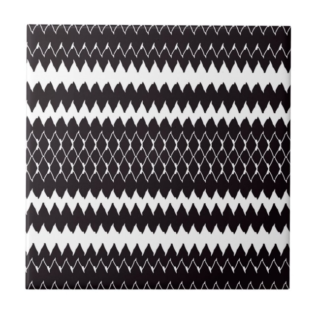 Carreau Motif noir blanc Chevron (Devant)