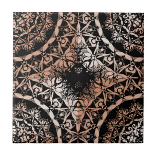 Carreau Motif noir de cuivre de mandala