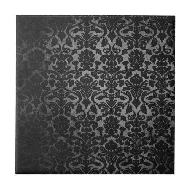 Carreau motif noir de damassés de dentelle (Devant)