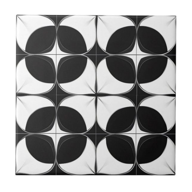 Carreau Motif noir et blanc Abstrait (Devant)