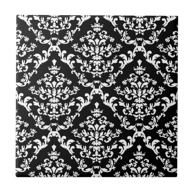 Carreau Motif noir et blanc de damassé (Devant)