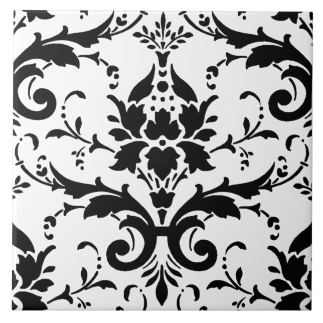 Carreau Motif noir et blanc de damassé (Devant)