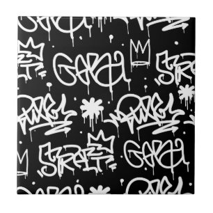 Carreau Motif noir et blanc de graffiti