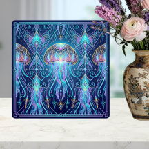 Motif Océan Cosmique Méduse Art Nouveau Violet