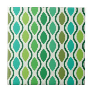 Carreau Motif Ogee Rétro Vert sarcelle Milieu de siècle  